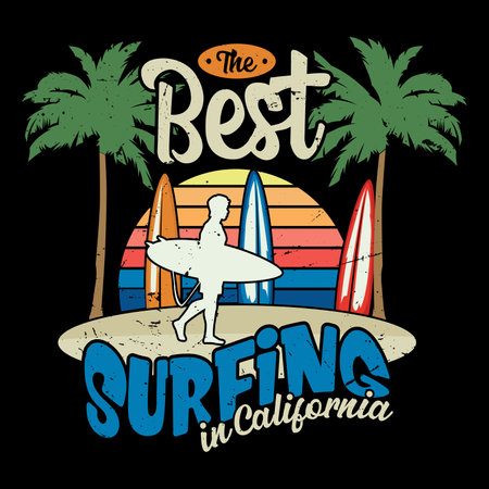 surf typography design, t-shirt graphics, vector illustrationのイラスト素材