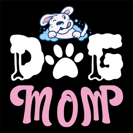 Dog mom with paw and heart. Dogs theme design for dog lovers stuff and perfect gift for women, and girls who loves dog.のイラスト素材