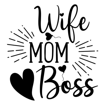 Mom. Wife. Boss. Hand drawn lettering. Inspiration quote on pink brush background. Modern hand calligraphy. Vector design for greeting card, t shirt, poster, banner, invitationのイラスト素材