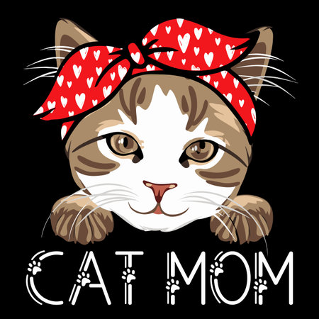 Cat mom Mother's day shirt print template, typography design for mom mommy mama daughter grandma girl women aunt mom life child best mom adorable shirtのイラスト素材