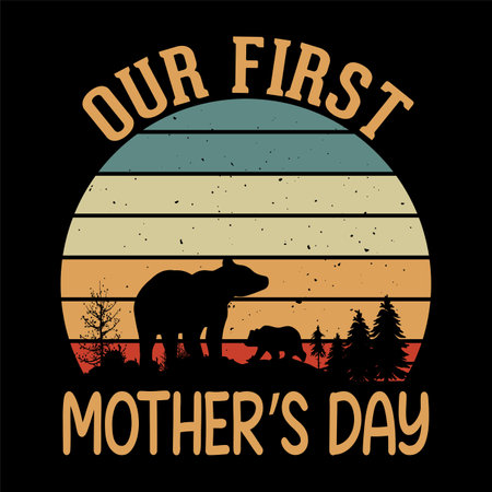 Out first Mother's day shirt print template, typography design for mom mommy mama daughter grandma girl women aunt mom life child best mom adorable shirtのイラスト素材