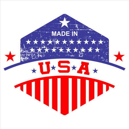 made in usa label on a white background, vector illustration.のイラスト素材