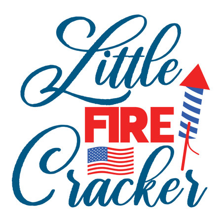 Vector illustration with American flag, fireworks and lettering. July 4th.のイラスト素材