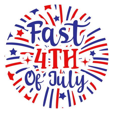 First of July Independence Day. 4th of July. Hand drawn lettering. Vector illustration.のイラスト素材