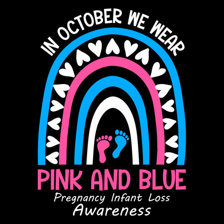 In October we wear pink and blueのイラスト素材