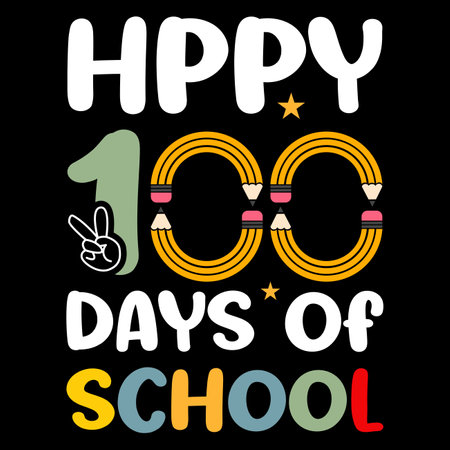 Happy day o'clock. Hand drawn lettering quote. Vector illustration.のイラスト素材