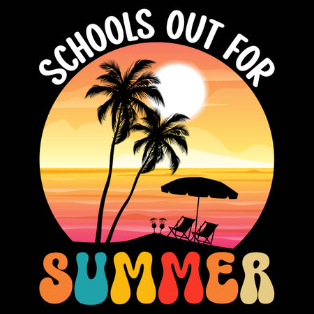 Schools Out For Summer Shirt designのイラスト素材