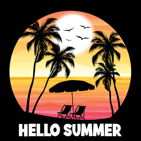 Hello Summer Shirt designのイラスト素材