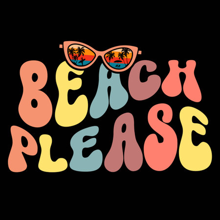 Beach please Summer Shirt design print templateのイラスト素材