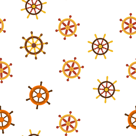 Steering Wheel, Rudder Linear Vector Icons Seamless Pattern. Jester, Sailboat, Ship Rudder Thin Line Contour Symbols Pack. Maritime Travel Navigation Pictograms Collection. Vessel Illustrationsのイラスト素材