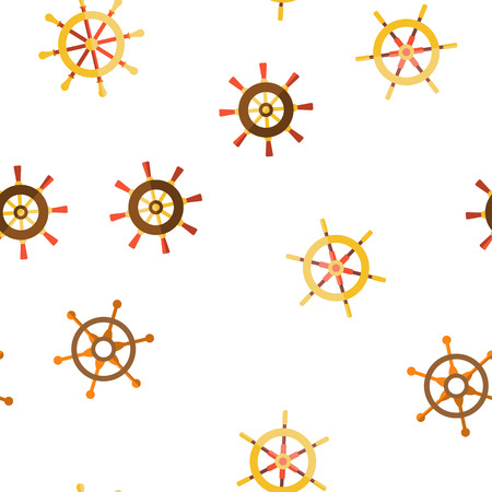 Steering Wheel, Rudder Linear Vector Icons Seamless Pattern. Jester, Sailboat, Ship Rudder Thin Line Contour Symbols Pack. Maritime Travel Navigation Pictograms Collection. Vessel Illustrationsのイラスト素材