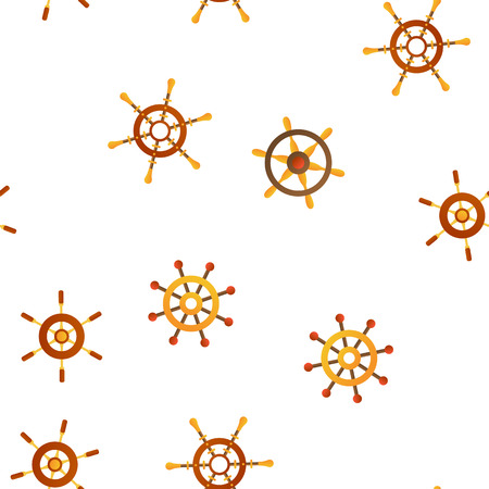 Steering Wheel, Rudder Linear Vector Icons Seamless Pattern. Jester, Sailboat, Ship Rudder Thin Line Contour Symbols Pack. Maritime Travel Navigation Pictograms Collection. Vessel Illustrationsのイラスト素材