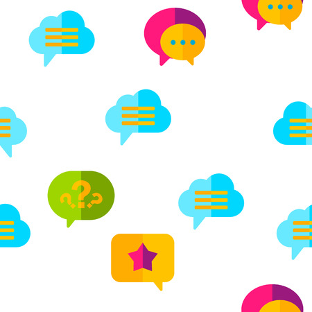 Speech Bubble Icon Seamless Pattern Vector. Chat Dialog Conversation Speech Bubbles Icons. App Pictogram. Social Message UI Shape. Illustrationのイラスト素材