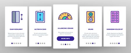 Color Passenger Elevator, Lift Vector Onboarding Mobile App Page Screen. Condominium Indoor Elevator Door Outline Symbols Pack. Apartment Building Lift With Up And Down Buttons Illustrationsのイラスト素材