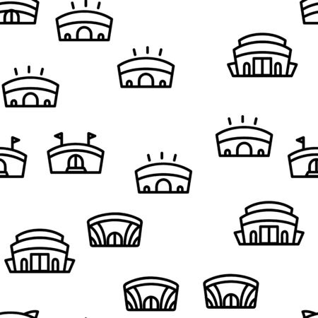 Arena Buildings Seamless Pattern Vector Contour Illustrationのイラスト素材