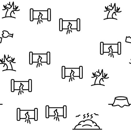 Pollution of Environment Vector Seamless Pattern Contour Illustrationのイラスト素材