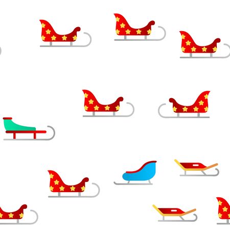 Sled, Winter Activity Vector Seamless Pattern Flat Illustrationのイラスト素材