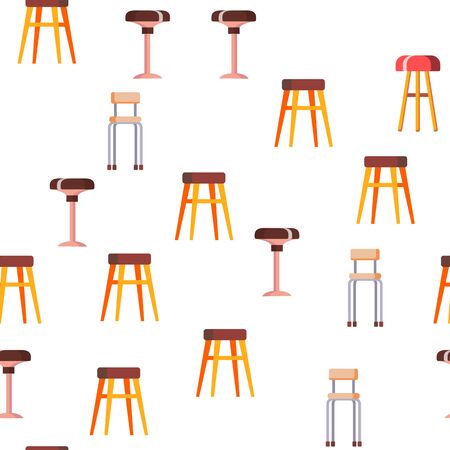 Stool, Sitting Furniture Vector Seamless Pattern Flat Illustrationのイラスト素材