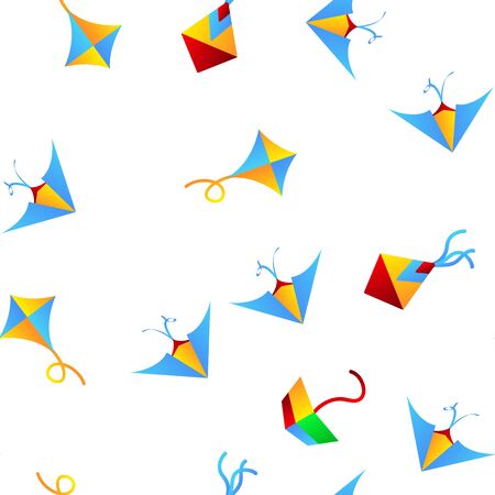 Colorful And Fun Kites Vector Seamless Pattern Flat Illustrationのイラスト素材