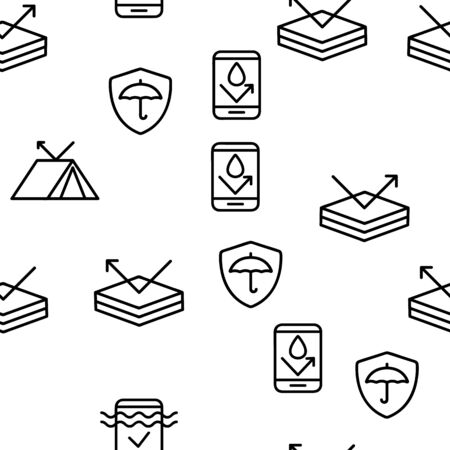 Waterproof, Water Resistant Materials Vector Seamless Pattern Thin Line Illustrationのイラスト素材