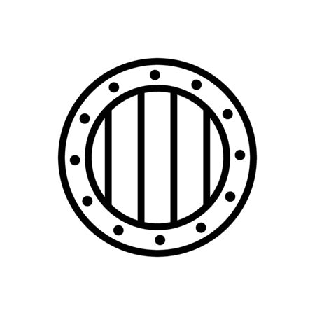 Viking icon icon shield. Thin line sign. Isolated contour symbol illustrationのイラスト素材