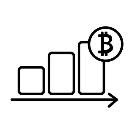 The rise of bitcoin icon vector. A thin line sign. Isolated contour symbol illustrationのイラスト素材