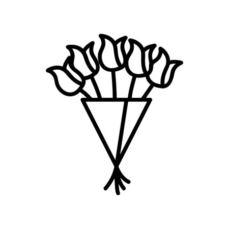bouquet of tulips icon vector. A thin line sign. Isolated contour symbol illustrationのイラスト素材