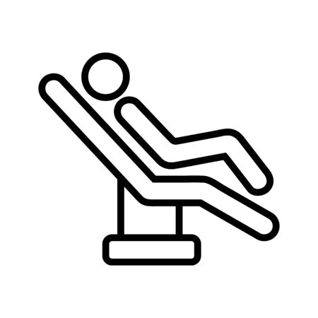 Patient and dentist chair icon vector. A thin line sign. Isolated contour symbol illustrationのイラスト素材