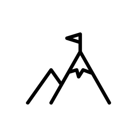 mountain and flag icon vector. A thin line sign. Isolated contour symbol illustrationのイラスト素材