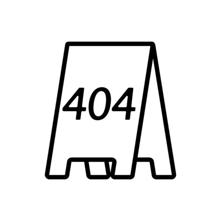 Error 404 vector icon. A thin line sign. Isolated contour symbol illustration