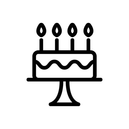 Festive cake icon vector. A thin line sign. Isolated contour symbol illustrationのイラスト素材