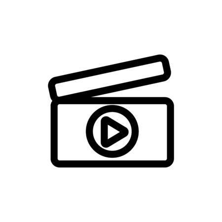 flapper to shoot the movie icon vector. A thin line sign. Isolated contour symbol illustrationのイラスト素材