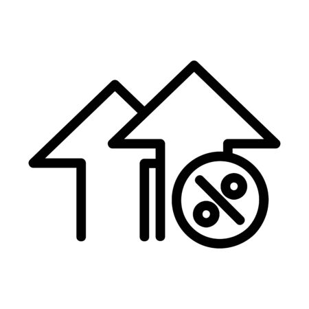 Rising discount icon vector. A thin line sign. Isolated contour symbol illustrationのイラスト素材