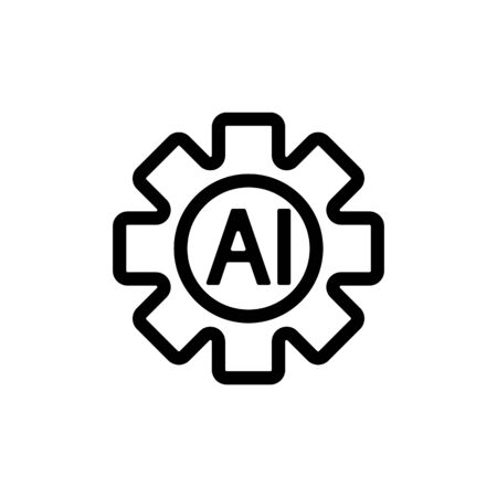 artificial intelligence icon vector. A thin line sign. Isolated contour symbol illustrationのイラスト素材