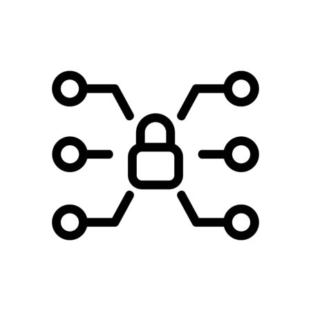 multifunctional lock icon vector. A thin line sign. Isolated contour symbol illustrationのイラスト素材