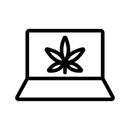 Buying cannabis is an online vector icon. A thin line sign. Isolated contour symbol illustrationのイラスト素材