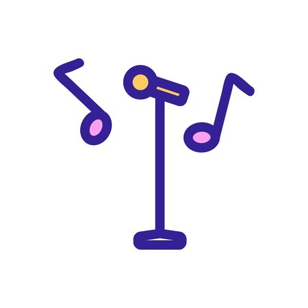 microphone and note icon vector. A thin line sign. Isolated contour symbol illustrationのイラスト素材