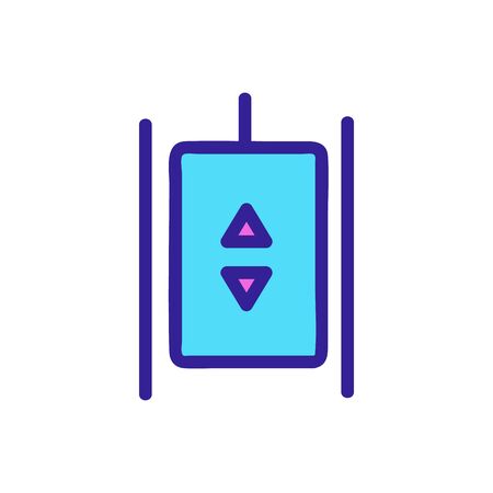 The elevator button is an icon vector icon. A thin line sign. Isolated contour symbol illustrationのイラスト素材