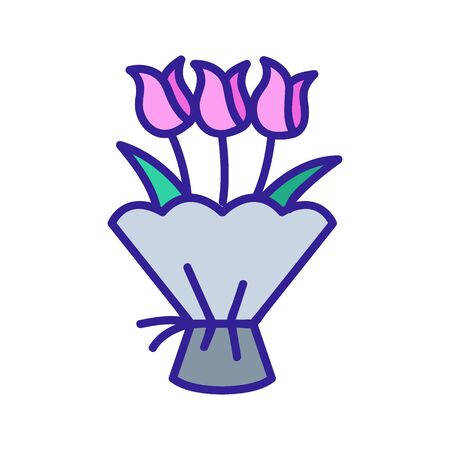 Flowers for the girl icon vector. A thin line sign. Isolated contour symbol illustrationのイラスト素材