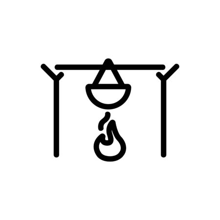 Bonfire bowler food icon vector. Thin line sign. Isolated contour symbol illustrationのイラスト素材
