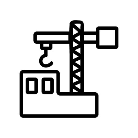 Crane construction icon vector. Thin line sign. Isolated contour symbol illustrationのイラスト素材