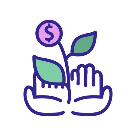 plant the money hands icon vector. plant the money hands sign. color isolated symbol illustrationのイラスト素材