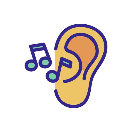 the ear hears music icon vector. the ear hears music sign. color isolated symbol illustrationのイラスト素材
