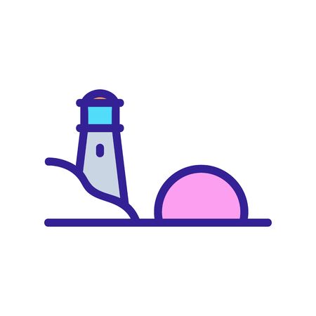 sunset sea lighthouse icon vector. sunset sea lighthouse sign. color contour symbol illustrationのイラスト素材