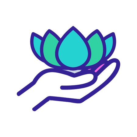 lotus flower in hand icon vector. lotus flower in hand sign. color symbol illustrationのイラスト素材