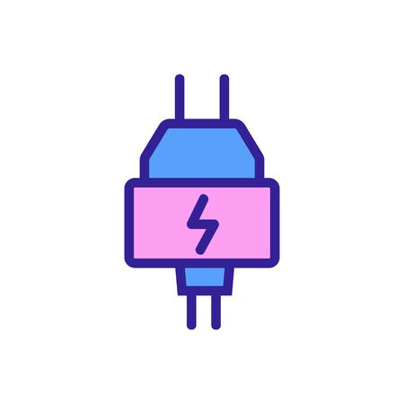 power adapter with charger plug icon vector. power adapter with charger plug sign. color symbol illustrationのイラスト素材