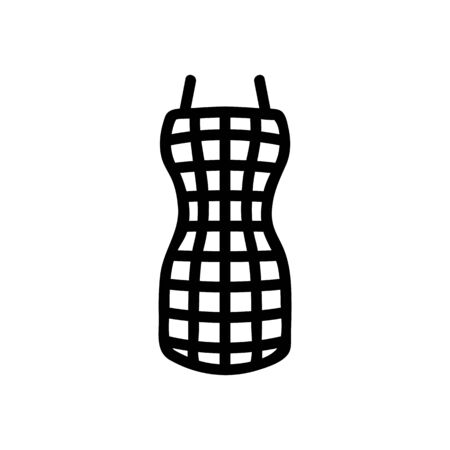 hostess checkered kitchen apron icon vector. hostess checkered kitchen apron sign. isolated contour symbol illustrationのイラスト素材