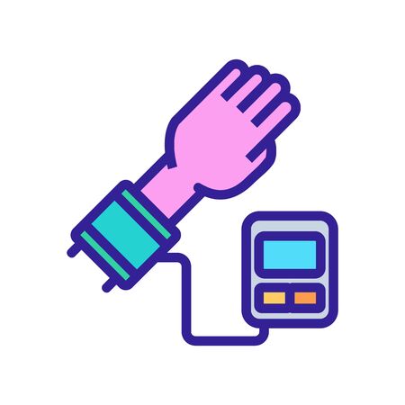 hand with tonometer cuff icon vector outline illustrationのイラスト素材