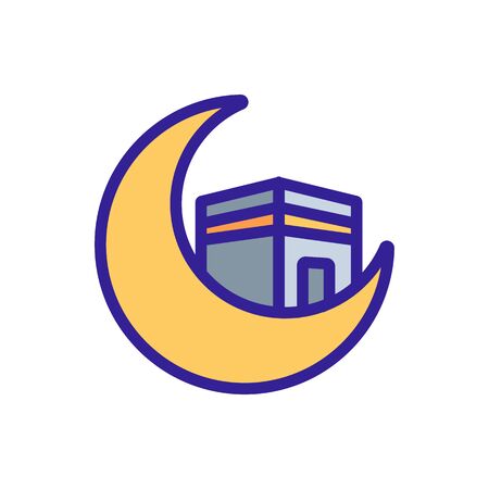 construction of hajj and moon in foreground icon vector. construction of hajj and moon in foreground sign. color symbol illustrationのイラスト素材