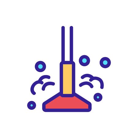 dust emission into air from brush vacuum cleaner icon vector. dust emission into air from brush vacuum cleaner sign. color symbol illustrationのイラスト素材